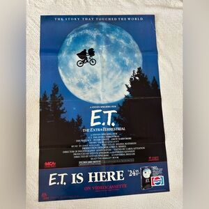 Vintage 80s E.T. the Extra- Terrestrial Pepsi Movie Promo Poster
